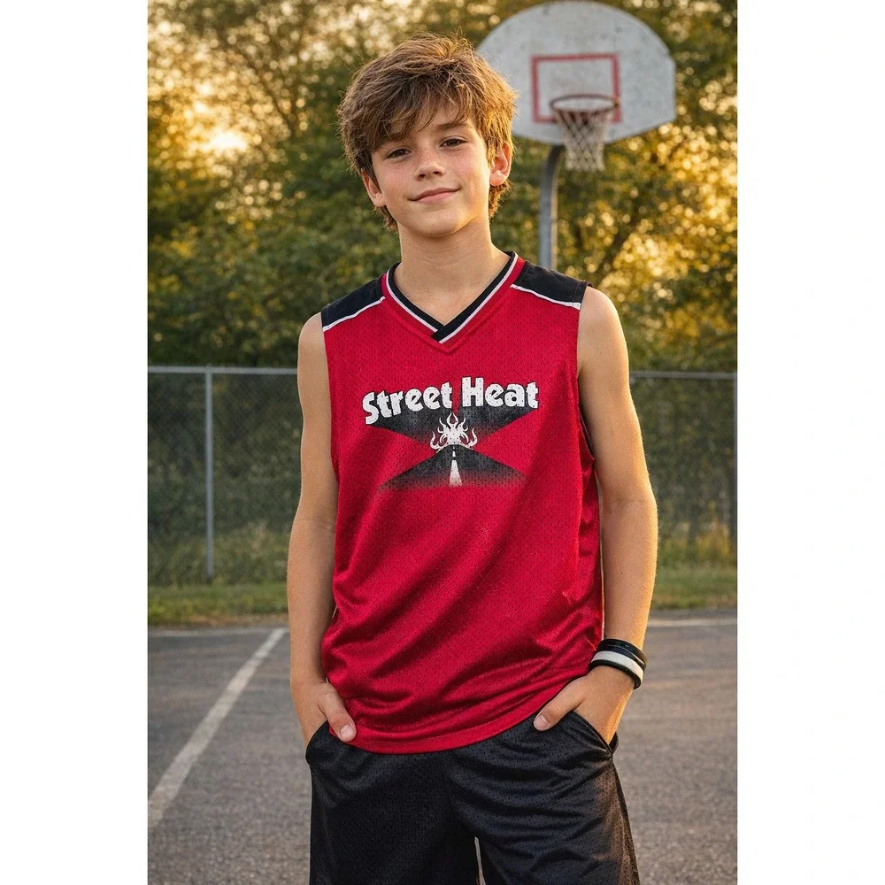 Kids Street Heat Basketball Jersey Number 10 Red Black Sleeveless Size XL 14‎ 16